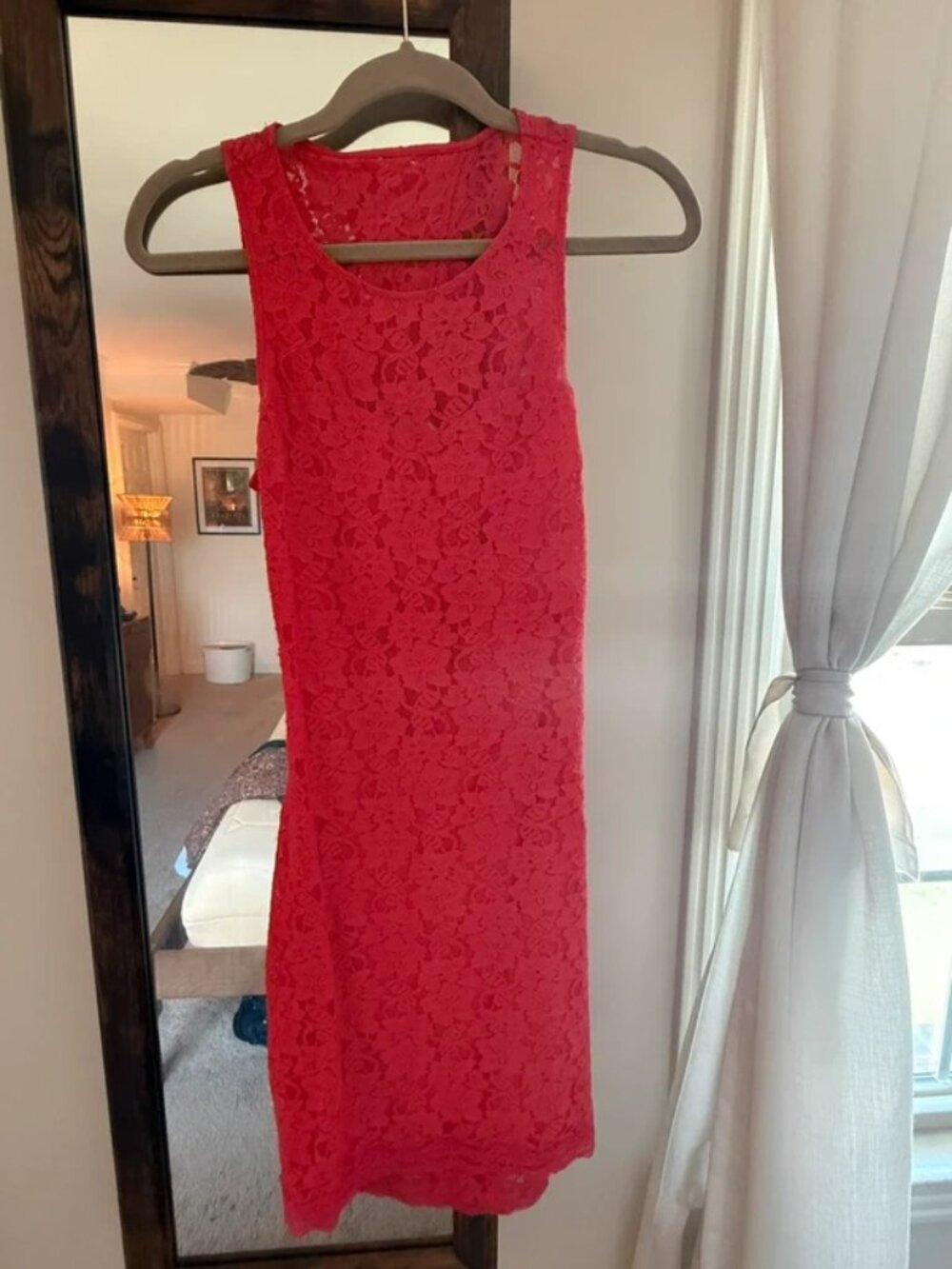 Express Sheath Dress Pink Lace Size S